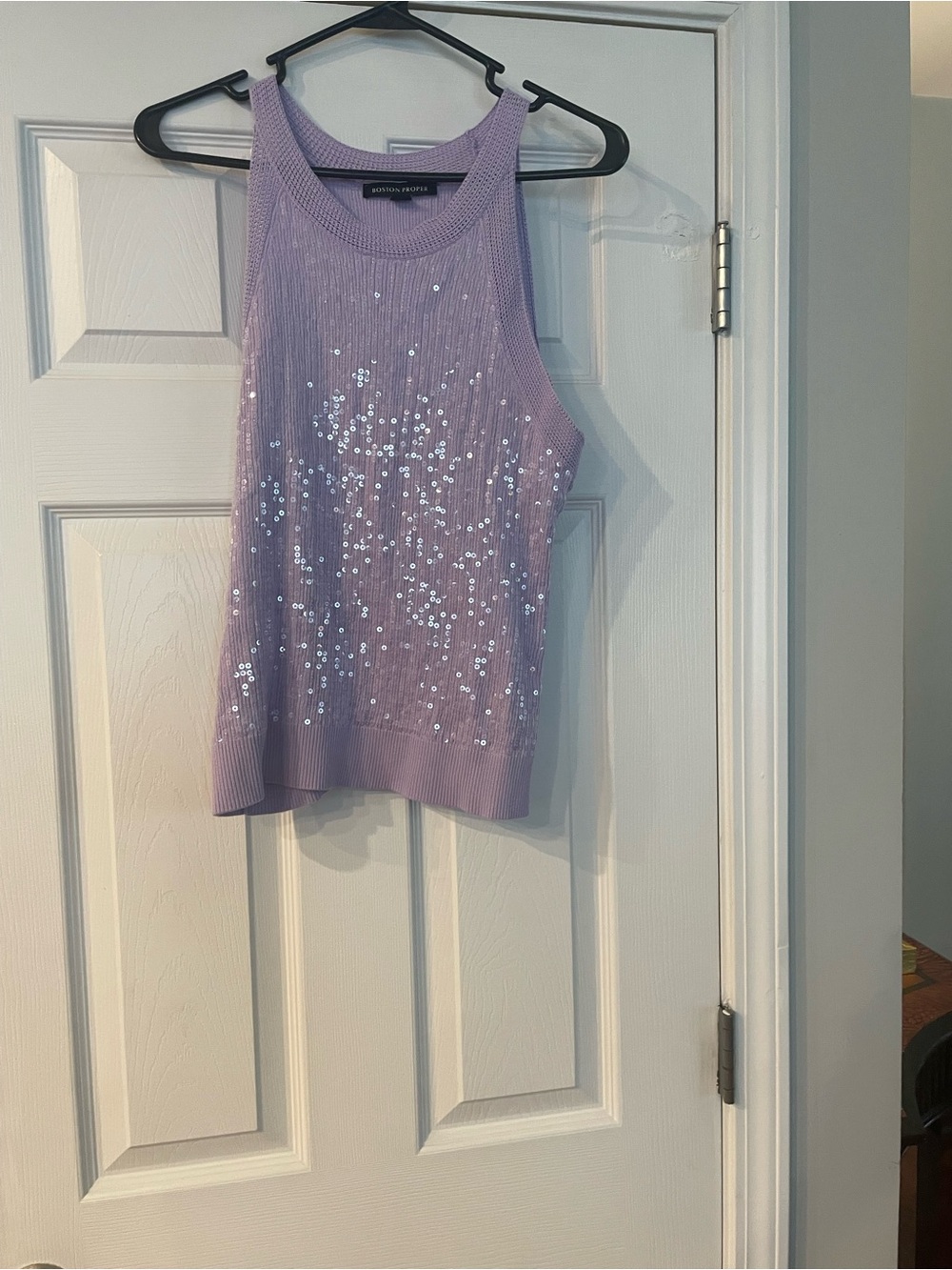 Boston Proper Lavender Sequin Knit Tank